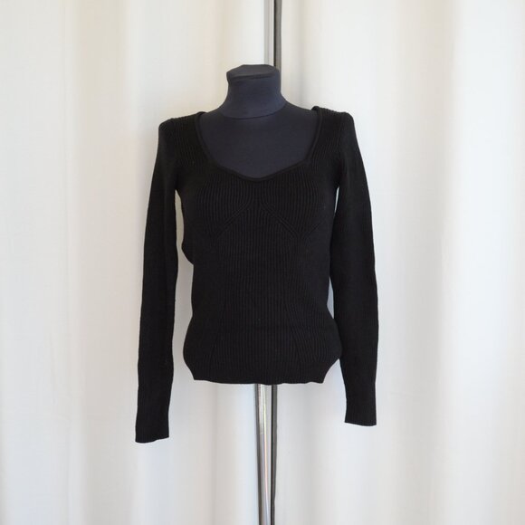 NWOT Dynamite Ribbed Sweater Black Sz M - Picture 2 of 8